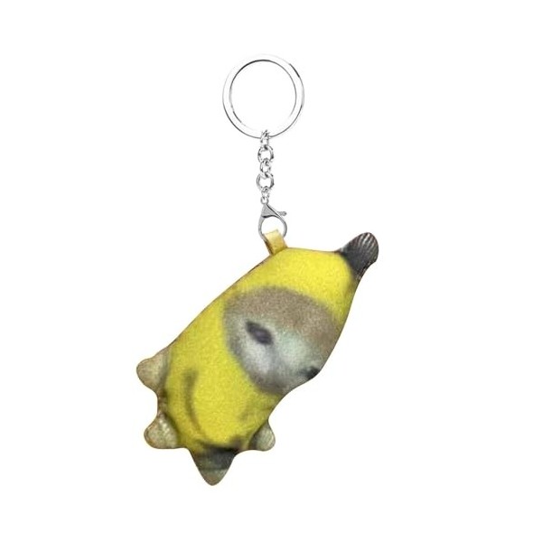 linshesf Chat banane, Poupée en peluche porte-clés en peluche, Nouveauté attrayant drôle, sons de bébé, mème de chat banane d