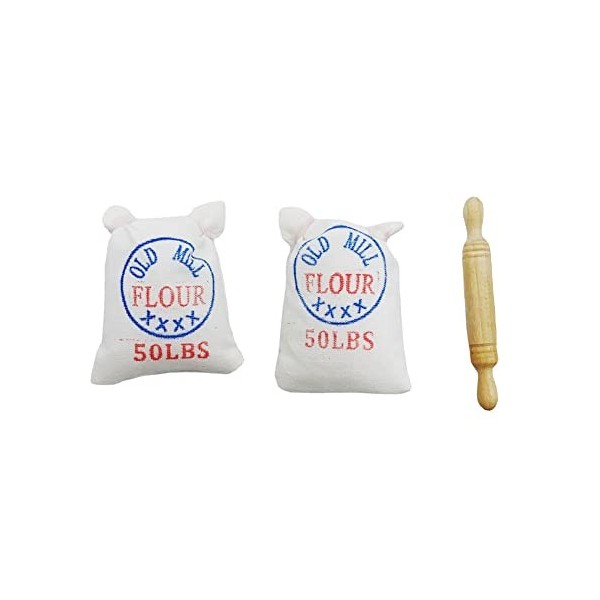 TOYERA 1/12 Sacs de sel de Farine Artisanat Exquis Maison de poupée Miniature Sacs de sel de Farine Artisanat de Table en Boi