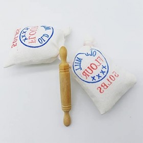TOYERA 1/12 Sacs de sel de Farine Artisanat Exquis Maison de poupée Miniature Sacs de sel de Farine Artisanat de Table en Boi