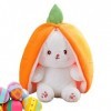 Ailopta Lapin Carotte en Peluche, 2023 Carotte Fraise Lapin en Peluche, Réversible Carotte Fraise Peluche Mignon Lapin Peluch