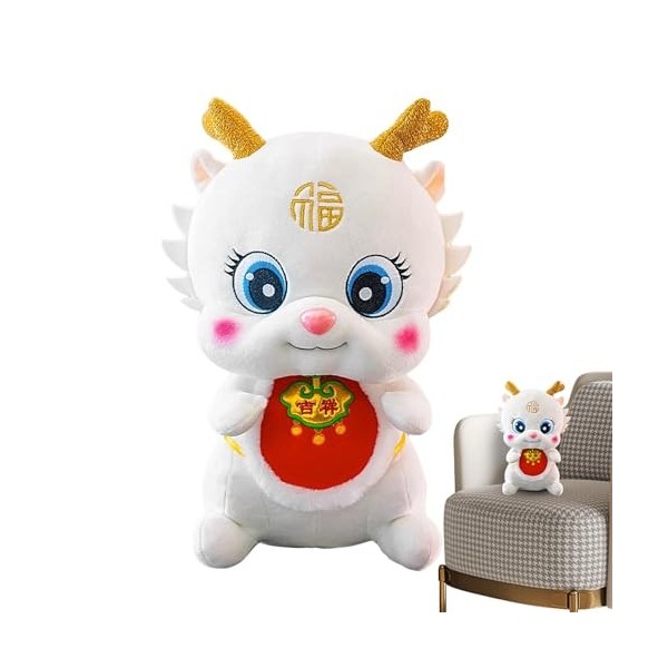 Poupée dragon du Nouvel An chinois - Peluche Dragon mascotte du nouvel an 2024, poupée courte en peluche | Peluche dragon fes