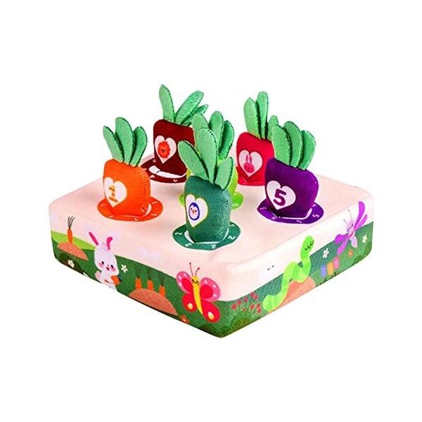 LVTFCO Jouet de récolte de Carottes | Jeu de récolte de Carottes en Peluche | Sensory Box Montessori Trier et Compter Le Jeu 