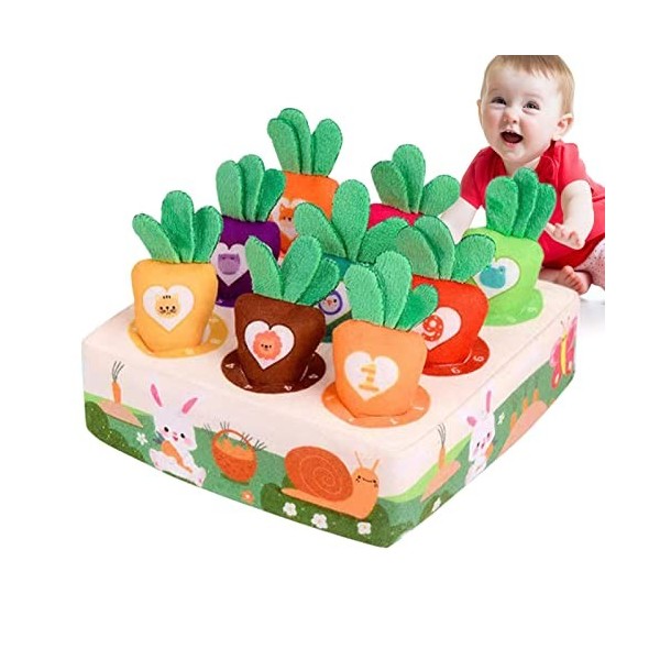 LVTFCO Jouet de récolte de Carottes | Jeu de récolte de Carottes en Peluche | Sensory Box Montessori Trier et Compter Le Jeu 