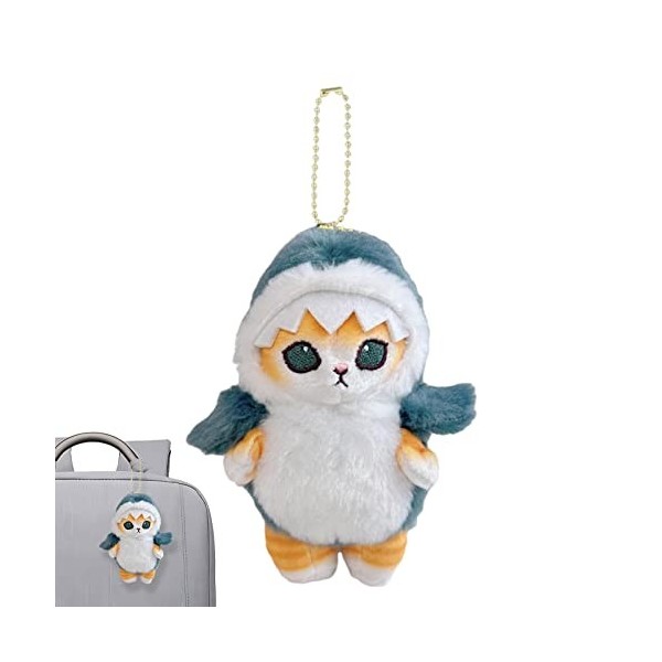 Basii Porte-clés Requin Chat,Joli Jouet pour Chat en Peluche Requin - Peluche Sac Pendentif Kawaii Porte-clés Décoratif en Pe