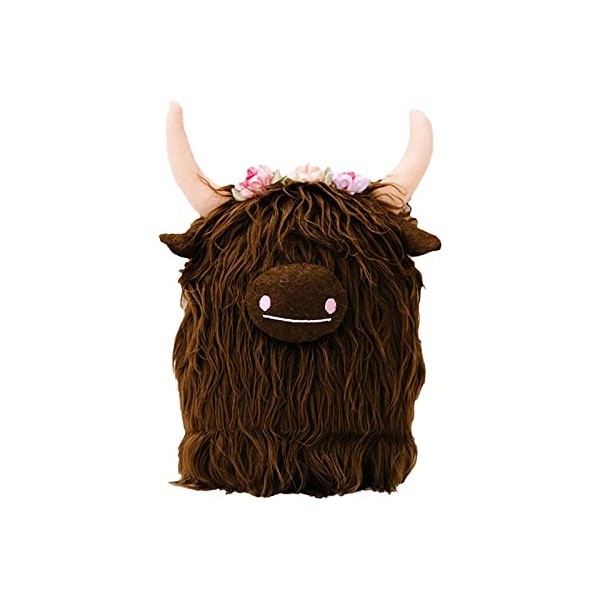 Hxiaen Poupée danimaux en peluche de vache Simulation de posture de bétail écossais Poupée en peluche de boeuf 13 cm A, tai