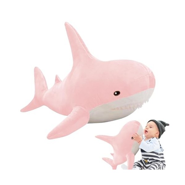 JINGAN Requin farci | Canapé-lit Respirant en Peluche avec Dents réalistes,Cadeaux de Festival pour Femmes pour Salon, Salle 