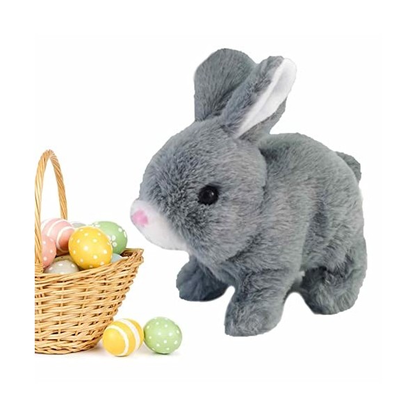 Luckxing Jouets interactifs Pâques Lapin en Peluche Pâques Marche et Conversation électriques Lapins en Peluche, Peluche élec