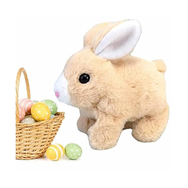 Luckxing Jouets interactifs Pâques Lapin en Peluche Pâques Marche e