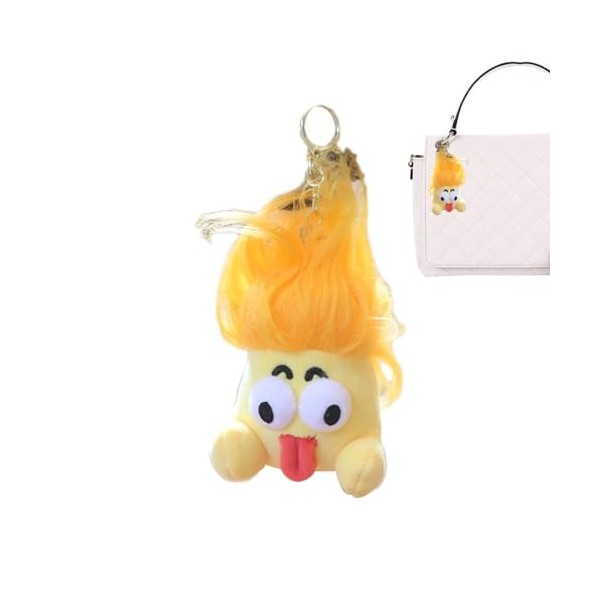 Rankey Pendentif de poupée en peluche,Porte-clés en peluche - Porte-clés de poupée avec langue mignonne, avec cheveux, penden