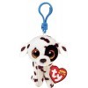 Ty Bague Porte-clés Beanie Boos Clips-Chien Dalmatiens-Luther-Blanc et Noir-avec Yeux Dorés Glitter-La Peluche aux Yeux Grand