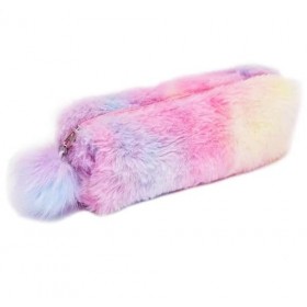 Roontin Trousse à Crayons en Peluche Souple Trousse Examen Trousse à Crayons Transparent Maquillage Zipper Coloré Organisateu