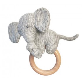 Nattou Anneau de Dentition en Bois, Avec Peluche, Tembo, 17 x 15 cm, Gris/Bois