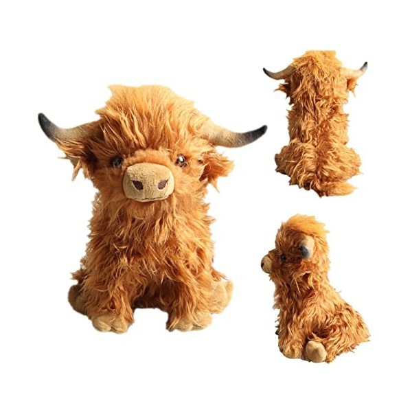 Voiakiu Jouet en Vache Highland, Cadeaux Vache Highland, Peluches réalistes bétail Highland écossais, Cadeau réaliste Jouet F