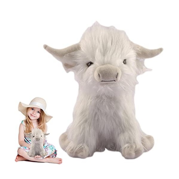 Voiakiu Jouet en Vache Highland, Cadeaux Vache Highland, Peluches réalistes bétail Highland écossais, Cadeau réaliste Jouet F