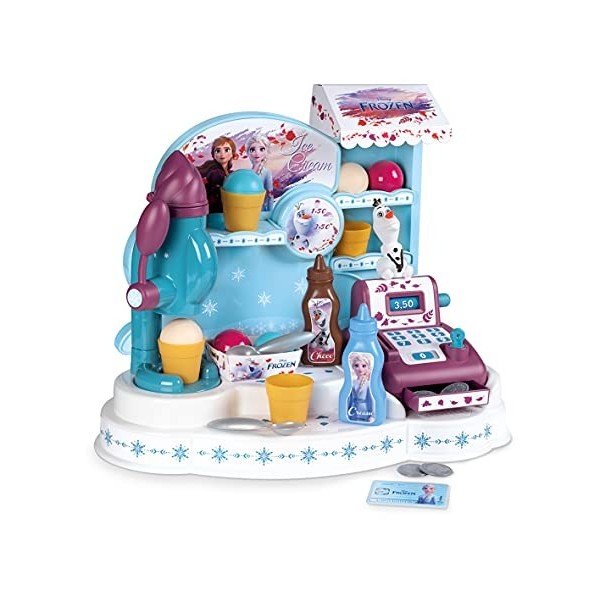 Smoby - La Reine des Neiges - Marchande de Glaces - Caisse Enregistreuse pour Enfant - 22 Accessoires + 1 Figurine Olaf - 350