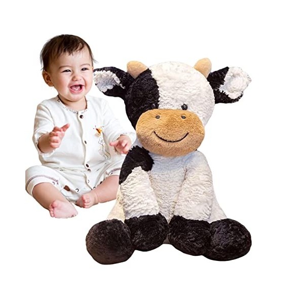 TLM Toys Vache en Peluche,Poupée doreiller en Jet Vache en Peluche - Animaux en Vache, Peluche Douce doreiller Vache, matér