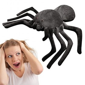 oilave Jouet en Peluche Araignée – 40 Cm pour Halloween, Fausse Araignée À Câliner, Poupée en Peluche Araignée Noire, Jouets 