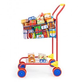 Bayer Design- Bayer Design-75002-Jeu Dimitation-Commerçant-Chariot De Supermarché Couleur avec Différentes Boîtes De Produit