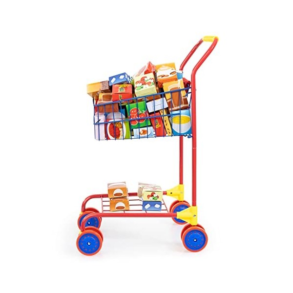 Bayer Design- Bayer Design-75002-Jeu Dimitation-Commerçant-Chariot De Supermarché Couleur avec Différentes Boîtes De Produit