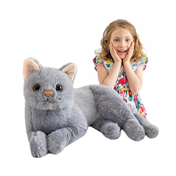 Xzbling Chat en Peluche Réaliste, Kawaii Jouet en Peluche Chat, Chaton Doux Trop Mignon, Chat Simulation Chaton Animal en Pel