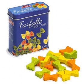 Erzi- Ensemble de Jeu en Bois Farfalle in a Tin » 7,1 x 3,1 x 8,1 cm pâtes boîte en métal, 17176, Multicolore, 7.1 x 3.1 x 8.