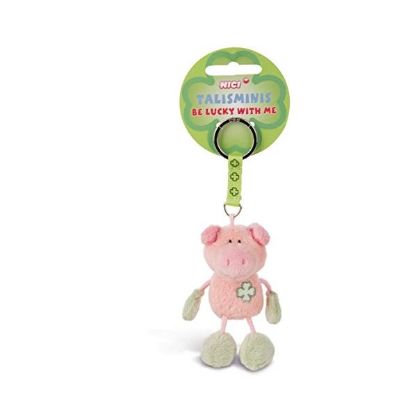 NICI Rose et Vert 7 cm Talismini Pig Pouf Porte-clés, 33687