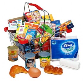 Small Foot 9559 Panier de Courses « Métal », Accessoires Inclus, complément pour la Boutique marchande, à partir de 3 Ans