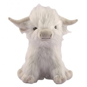 Virtcooy Vache Highland Blanche, Jouet en Peluche Vache Highland, 11 Pouces Mignon Doux Peluche Vache Highland Jouet en Peluc