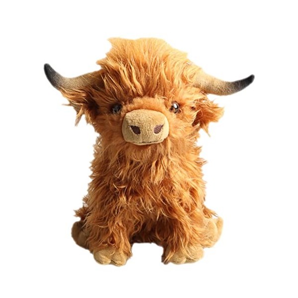 Virtcooy Vache Highland Blanche, Jouet en Peluche Vache Highland, 11 Pouces Mignon Doux Peluche Vache Highland Jouet en Peluc