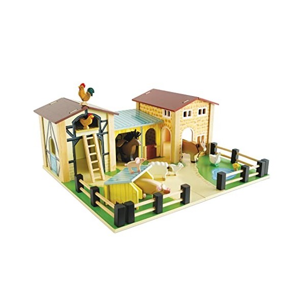 Le Toy Van - TV410 - Jeu éducatif Ferme des Animaux en Bois avec Toit Amovible, 3 Ans, Montessori, 58 x 52 x 24 cm, Grande ec