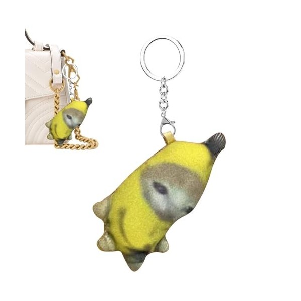 PHASZ Chat banane | Poupée en peluche porte-clés en peluche | Nouveauté attrayant drôle, sons de bébé, mème de chat banane do