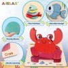 Airlab Jeux Puzzle Bois Bébé 1 2 3 4 Ans, Casse-têtes Animaux Marins 3D avec Cadre et Sac Rangement, Jouet Éducatif Éveil Mon