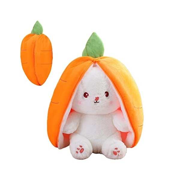 Kirdume Lapin Peluche Cache dans Une Fraise | Peluche Lapin Enveloppé dans des Cadeaux De Carotte Ou De Fraise | Bunny Buddie