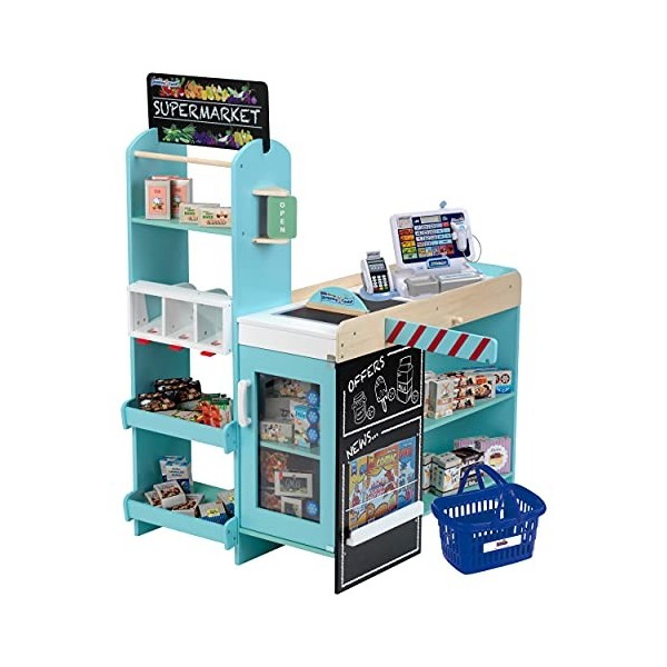 Theo Klein 9396 Shopping Center Promo Item No 1 En Bois I Std De Supermarché Comprent Une Caisse Enregistreuse Avec Tablette 