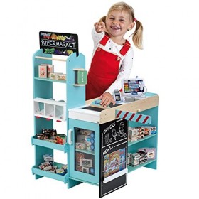 Theo Klein 9396 Shopping Center Promo Item No 1 En Bois I Std De Supermarché Comprent Une Caisse Enregistreuse Avec Tablette 