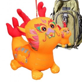 Peluche dragon chinois,Peluche animale dragon du zodiaque - Pendentif doux brodé de Style folklorique chinois, jouet en peluc