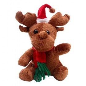 Peluche de cerf en peluche - Jouet en peluche animaux en forme délan avec chapeau de Père Noël,Peluche délan douce et confo
