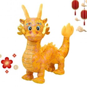 Leijei Animal en Peluche Mascotte Dragon 2024 | Poupée du Zodiaque année du Dragon, Animaux en Peluche de Dessin animé, Jouet