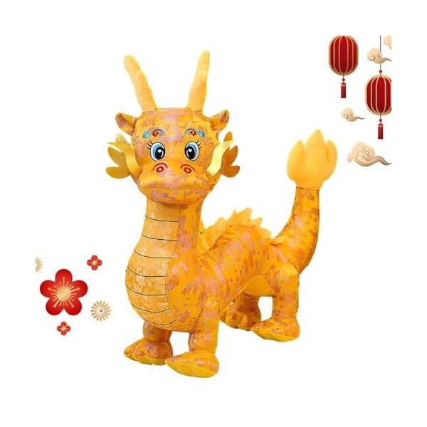 Leijei Animal en Peluche Mascotte Dragon 2024 | Poupée du Zodiaque année du Dragon, Animaux en Peluche de Dessin animé, Jouet