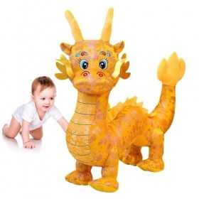 Leijei Animal en Peluche Mascotte Dragon 2024 | Poupée du Zodiaque année du Dragon, Animaux en Peluche de Dessin animé, Jouet