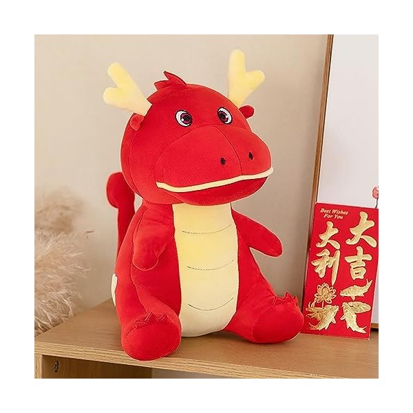 Année du Dragon mascotte peluche poupée nouvel an Zodiac Dragon peluche Animal jouet pour la décoration du nouvel an rouge