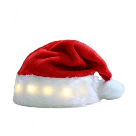 Chapeau de Noël à LED, chapeau de Père Noël drôle en peluche, bonnet de Noël réglable, chapeaux de Père Noël confortables, ca