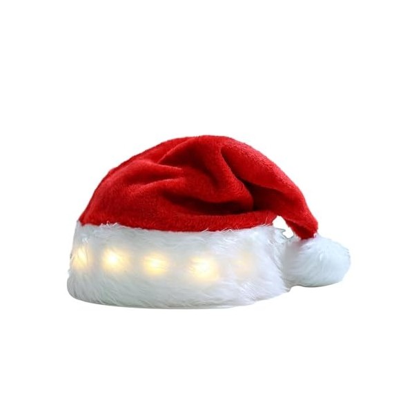 Chapeau de Noël à LED, chapeau de Père Noël drôle en peluche, bonnet de Noël réglable, chapeaux de Père Noël confortables, ca