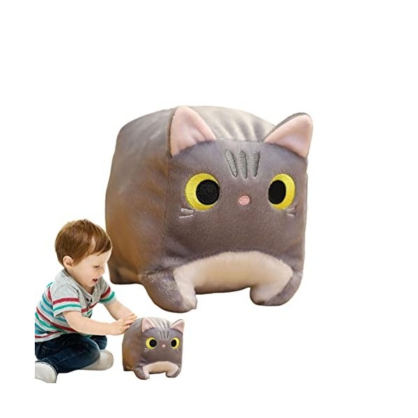 Chat en peluche duveteux | Jouet en peluche 3D – Chat en peluche mignon pour enfants, anniversaire, Noël, décoration de la ma