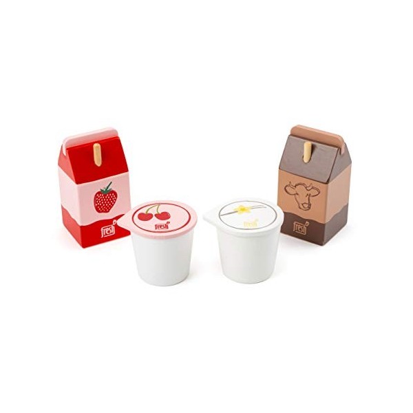 Small Foot- Set de Produits laitiers, en Bois Jouets de Jeu de rôle,Accessoires pour la Boutique marchande et la Cuisine pour