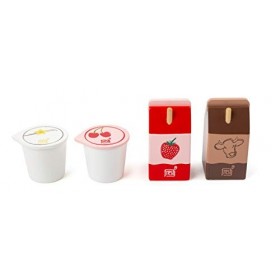 Small Foot- Set de Produits laitiers, en Bois Jouets de Jeu de rôle,Accessoires pour la Boutique marchande et la Cuisine pour