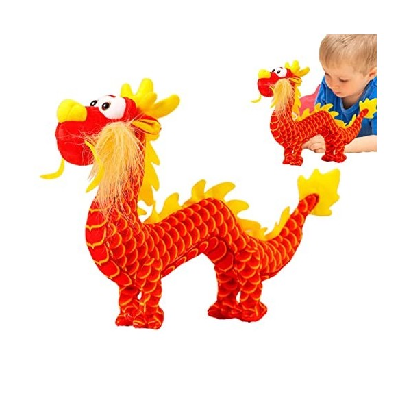 Rianpesn Oreiller en Peluche Dragon | Animaux en Peluche Dragon | Réaliste Long 40cm Lucky Dragon Peluches Nouvel an Annivers