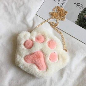 LIANYG Mignon Ours Patte Filles chaîne Fermeture éclair Sac à bandoulière Beaux Enfants en Peluche Porte-Monnaie garçons Peti