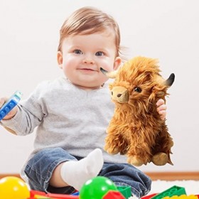 Pomrone Highland Cow Plush, Vache Highland Peluche, Vache des Highlands, Peluche Vache des Highlands, TOU en Peluche réaliste