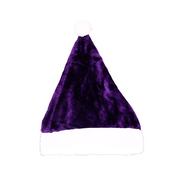 Tainrunse Bonnet de Noël pour adultes - Bonnet de Père Noël court en peluche lavable - Violet classique